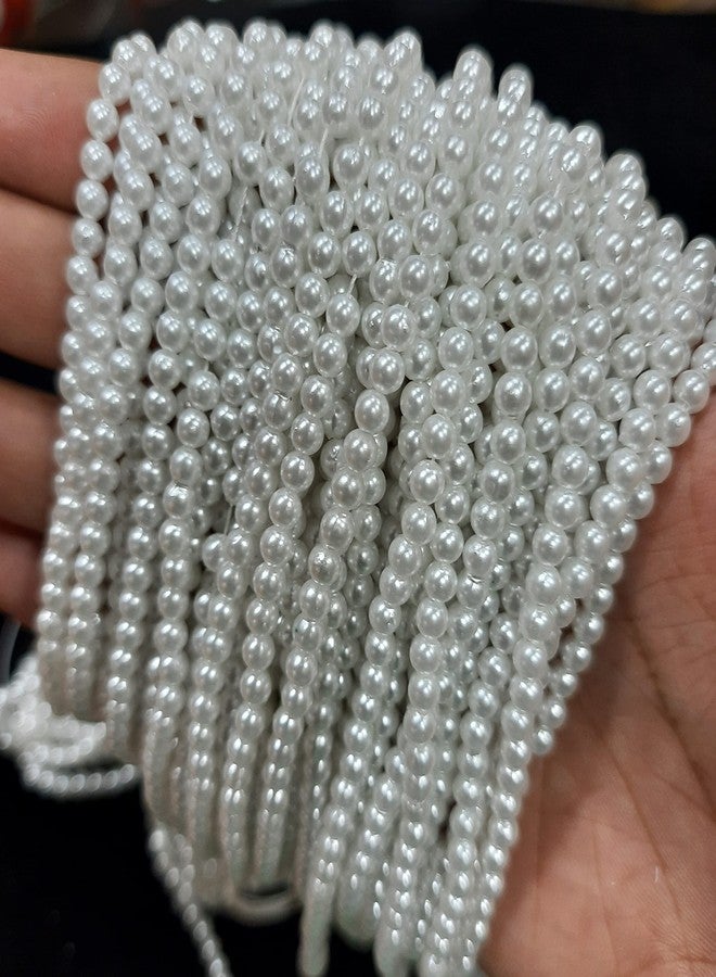 The Unique ® 4mm White Pearl Moti for Plastic Beads for Craft, Decoration, Jewellery Making, DIY Kit, Aari/Maggam Embroidery Work Pack of 2000pcs - Image 2